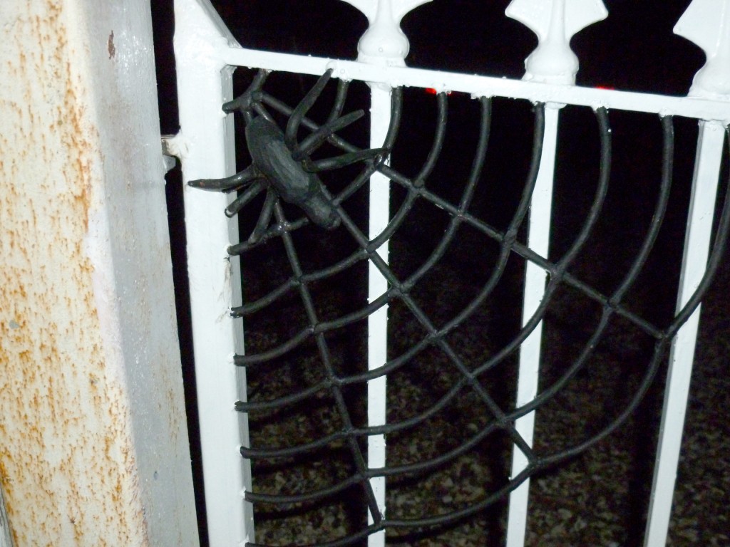 Spiders Web Detail on Flower Design Wrought Iron Gates